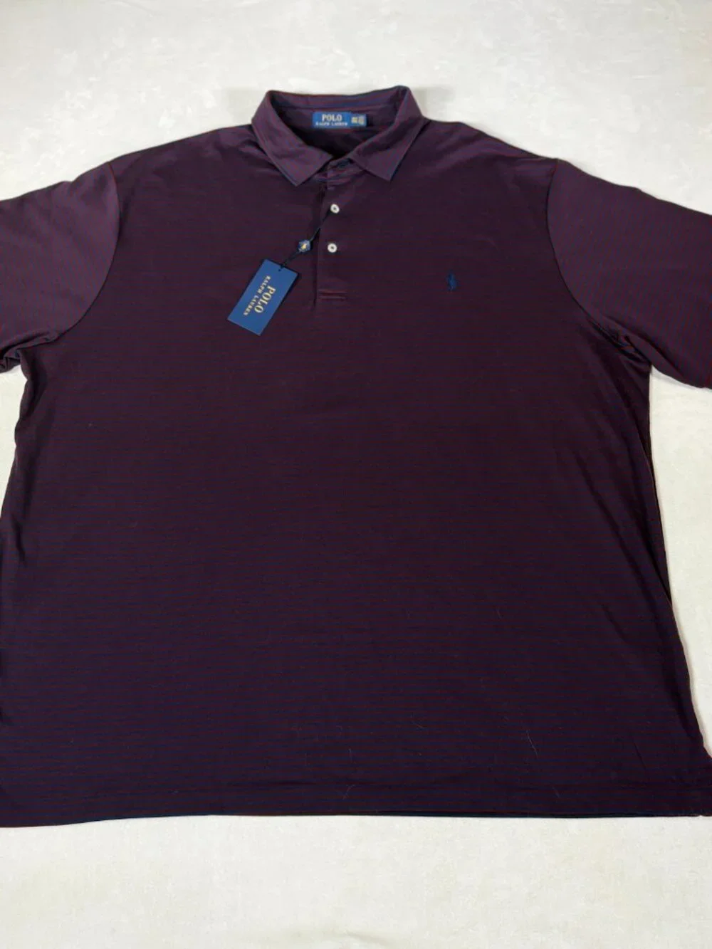 NWT Polo Ralph Lauren Polo Short Sleeve Pinstripe Red Blue 3XLT